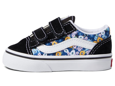 Vans Unisex-Child Old Skool V Core (Little Big Kid) 8 Toddler (Floral) Black/Multi