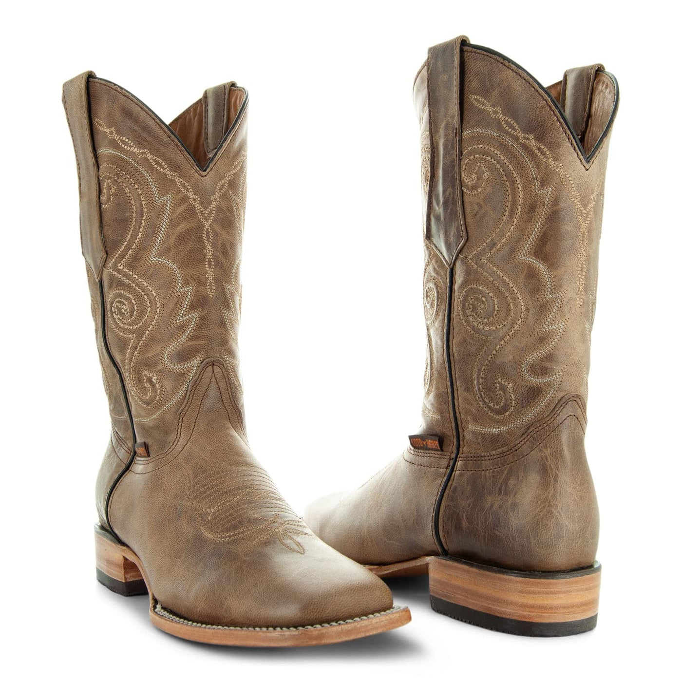 Soto Boots Mens Classic West Tan Broad Square Toe Cowboy Boot H50056 (Tan,13)