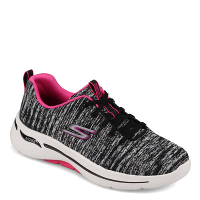 Skechers Women's GO Walk Arch FIT-Glee Sneaker, Black/Hot Pink, 6.5