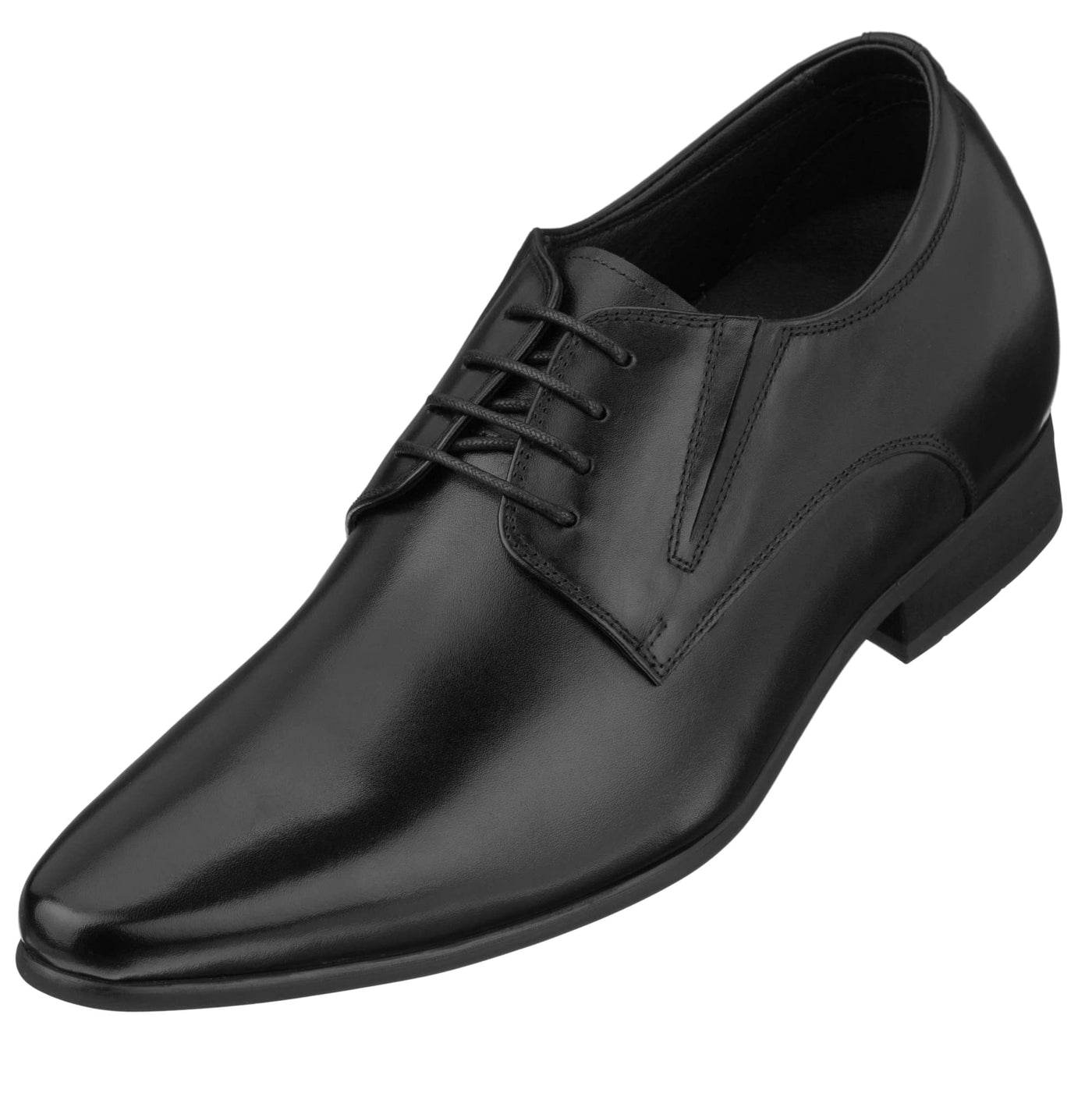 CALTO Men's Invisible Height Increasing Elevator Shoes - Black Premium Leather Lace-up Formal Derby Oxfords - 3 Inches Taller - Y5051 - Size 11.5 D(M) US