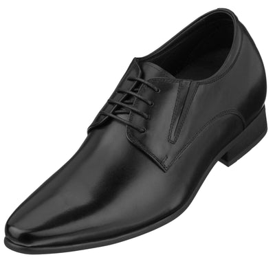 CALTO Men's Invisible Height Increasing Elevator Shoes - Black Premium Leather Lace-up Formal Derby Oxfords - 3 Inches Taller - Y5051 - Size 11.5 D(M) US