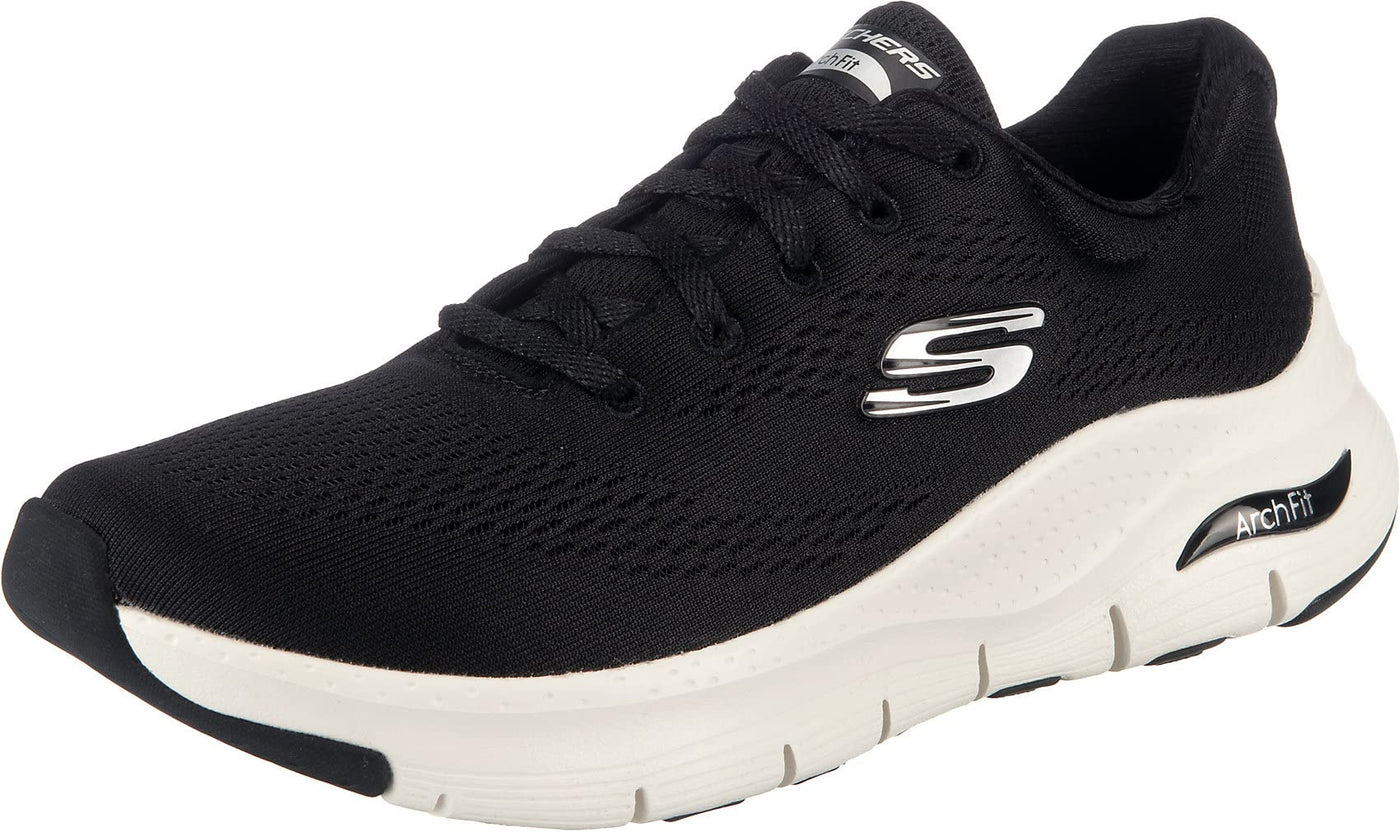 Skechers Women's Arch FIT-Sunny Outlook Sneaker, Black/White, 5.5 M US