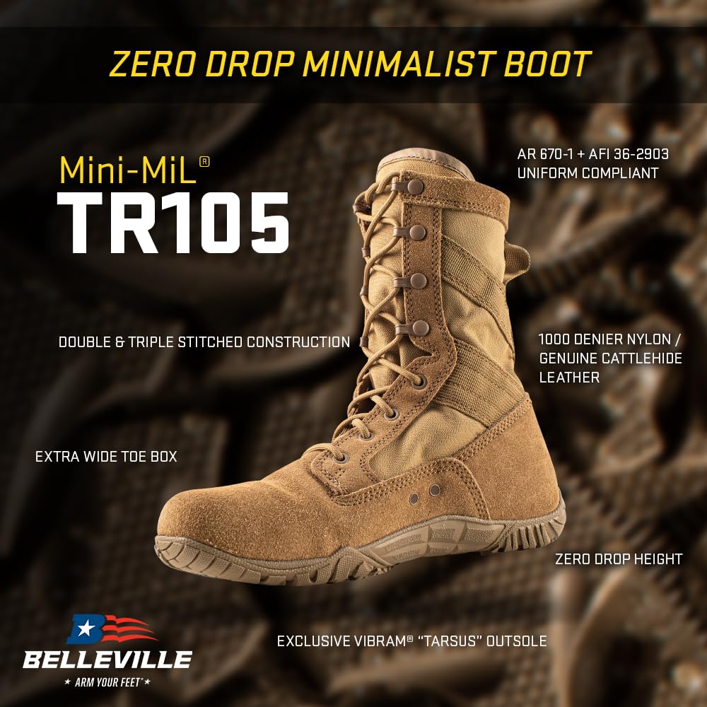 TACTICAL RESEARCH TR Mini-Mil TR105 8 Inch Tactical Boots for Men, Coyote - 13 R