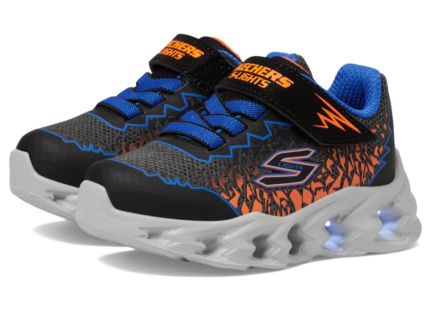 Skechers Kids Vortex 2.0-Zorento Sneaker, Black/Blue/Orange, 10 US Unisex Toddler