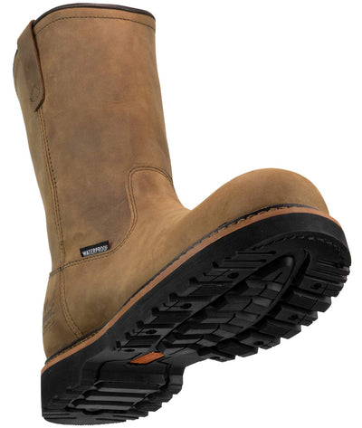 Thorogood V-Series 11” Waterproof Pull On Wellington Boots for Men - Premium Leather with Composite Safety Toe, Comfort Insole, and Chevron Traction Outsole; ASTM Rated 11.5 Crazy Horse