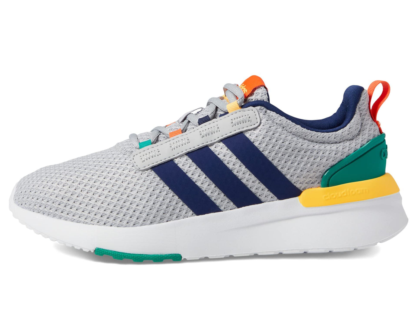 adidas Boy's Racer TR21 Running Shoes (Little Kid/Big Kid) Grey/Dark Blue/Court Green 3.5 Big Kid M