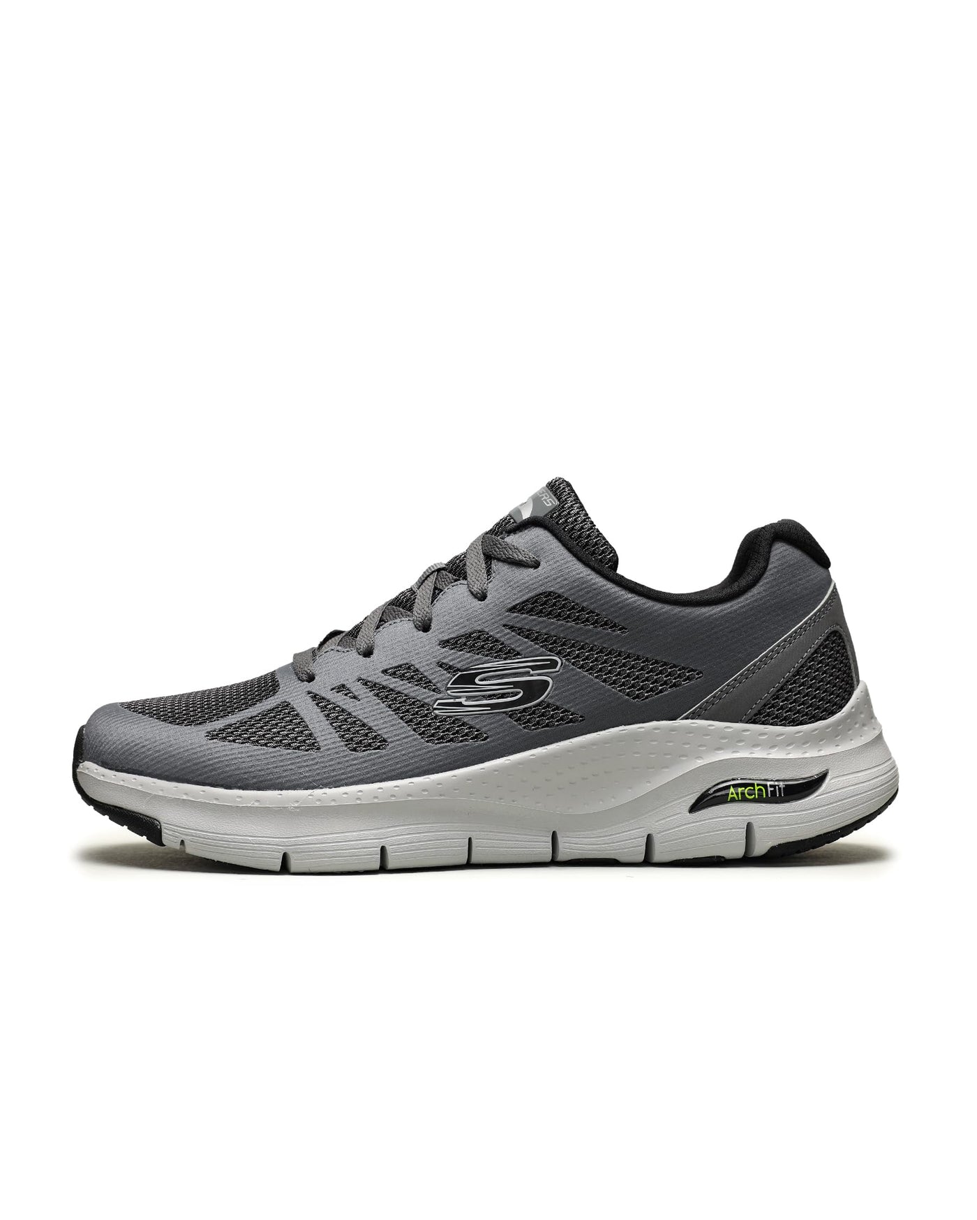 Skechers Men's Arch Fit Charge Back 9.5 Grey Charcoal Textile Synthetic Black Trim Ccbk