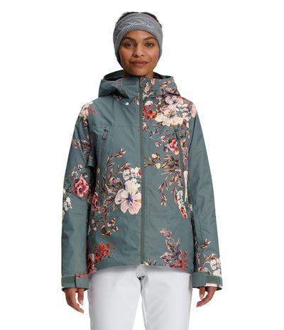 THE NORTH FACE Women's Clementine Triclimate Insulated Ski Jacket, Balsam Green Aprés Flower Print/Balsam Green Heather, Large