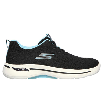 Skechers Women's Go Walk Arch Fit Unify Sneaker 8 Wide Black/Aqua