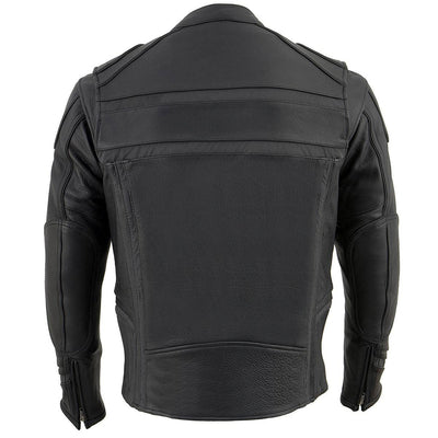 Milwaukee Leather ML2083 Men's Black Premium Leather Vented Motorcycle Rider Jacket w/Reflective Piping - X-Large