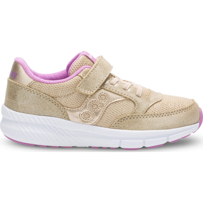 Saucony Unisex-Child Jazz Lite A/C Sneaker, Gold Sparkle, 2 Wide US Little Kid