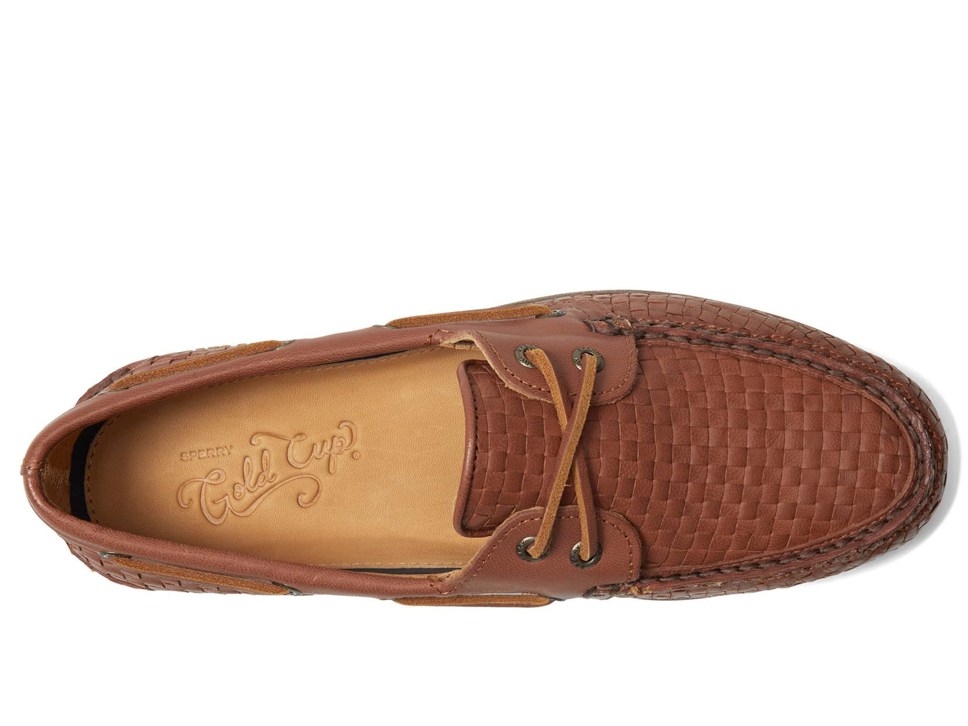 Sperry Men's Gold Authentic Original 2-Eye Woven Boat Shoe, TAN, 9