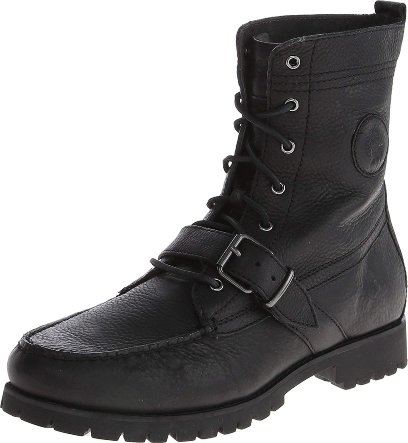 Polo Ralph Lauren Men's Ranger Boot 14 Black Pull Up Grain Leather