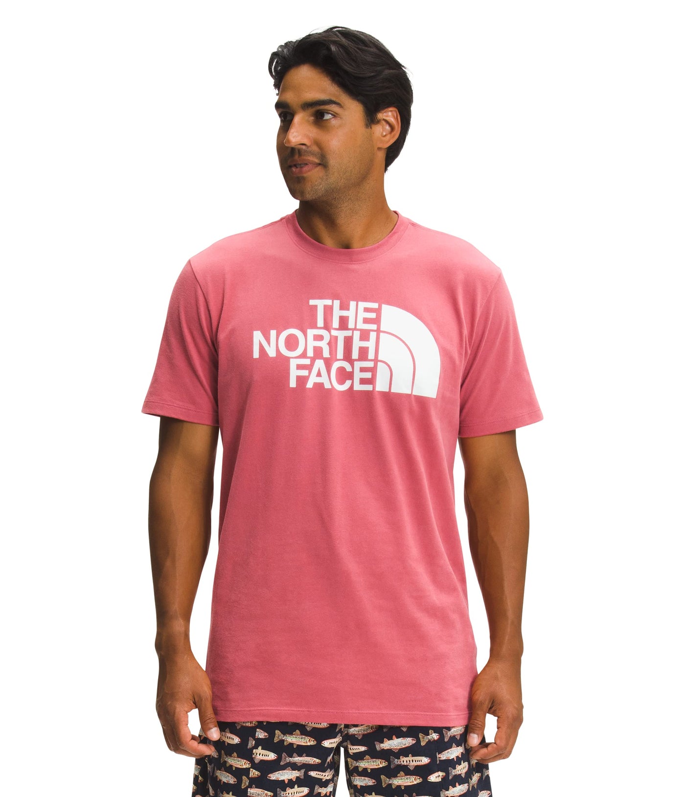 THE NORTH FACE Men's Short Sleeve Half Dome Tee, Slate Rose/TNF White, XX-Large