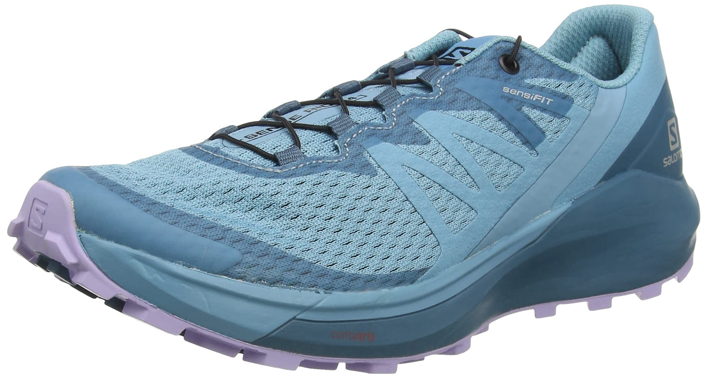 Salomon Women's Sense Ride 4 Running Shoe 9 Delphinium Blue/Mallard Blue/Lavender