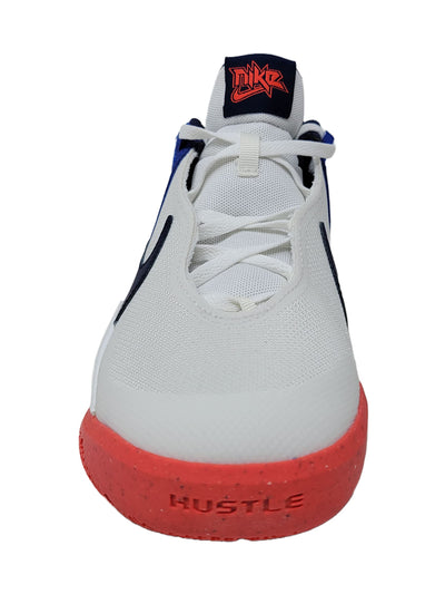 Nike Team Hustle D 10 Kids Basketball Shoes, Summit White/Game Royal/Bright Crimson/Midnight Navy, 5.5 US