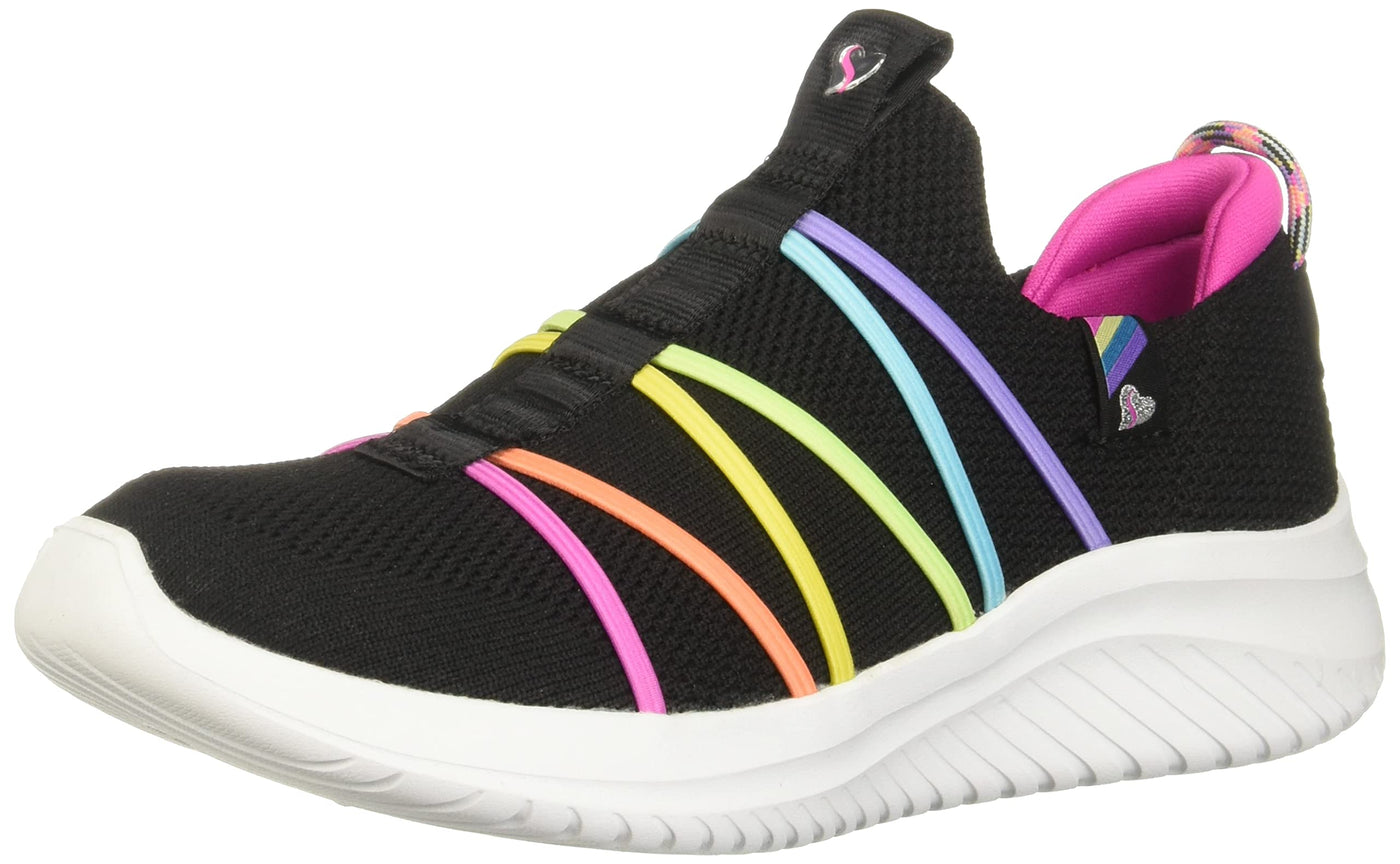 Skechers Ultra Flex 3.0 Sneaker, Black/Multi, 3 US Unisex Little Kid