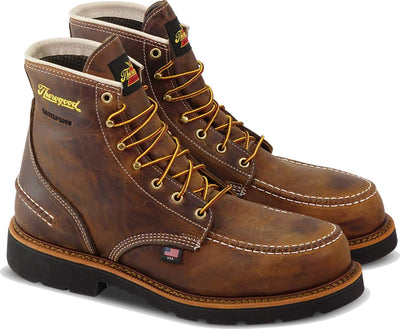 Thorogood 1957 Series 6” Waterproof Steel Toe Work Boots for Men - Full-Grain Leather with Moc Toe, Comfort Insole, and Slip-Resistant Heel Outsole; EH Rated 11 Dark Brown