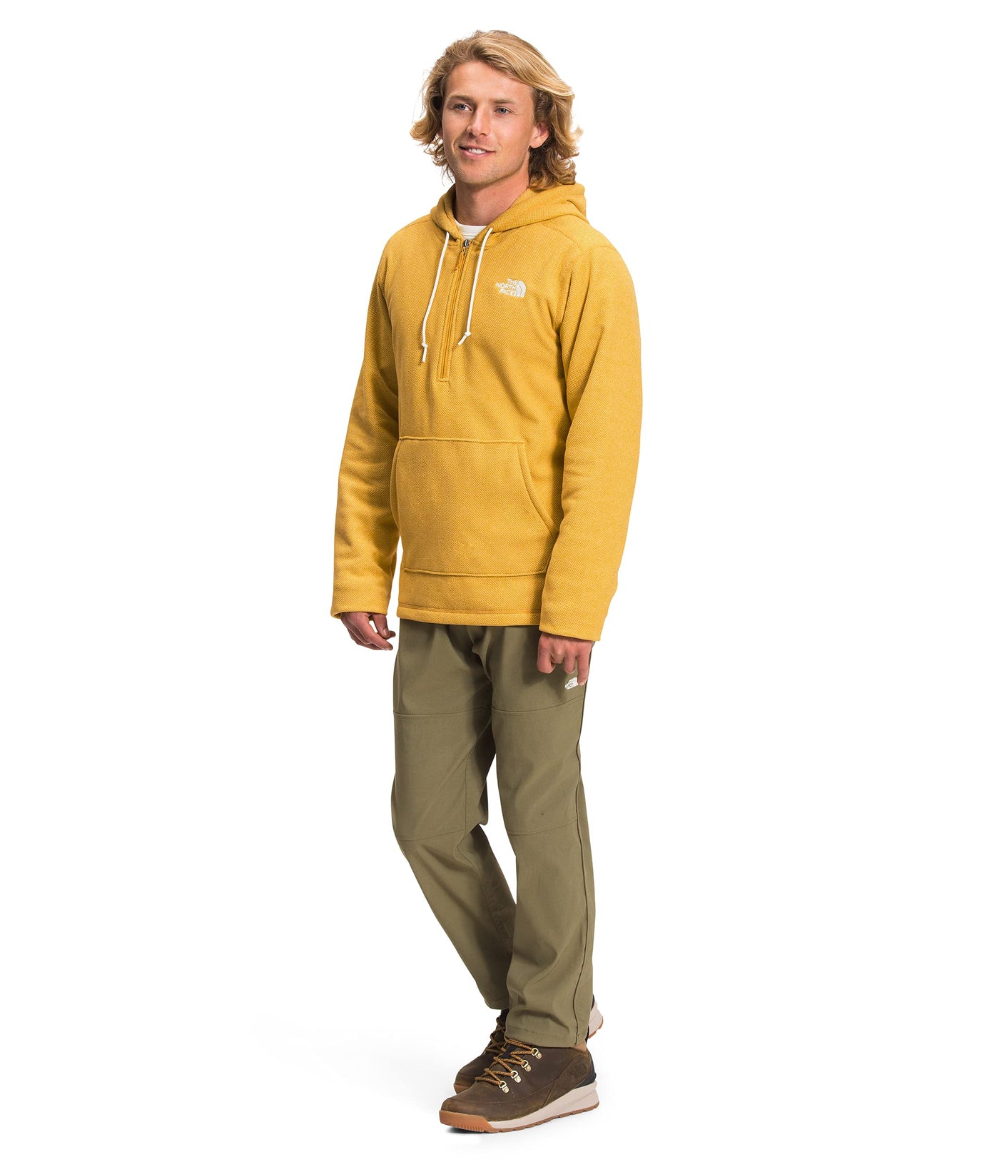 THE NORTH FACE Men's Textured Cap Rock ¼ Zip Hoodie Sweatshirt, Arrowwood Yellow, Medium