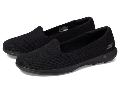 Skechers Women's GO Walk LITE-Sweet GAL Ballet Flat, Black/Black, 12 Wide