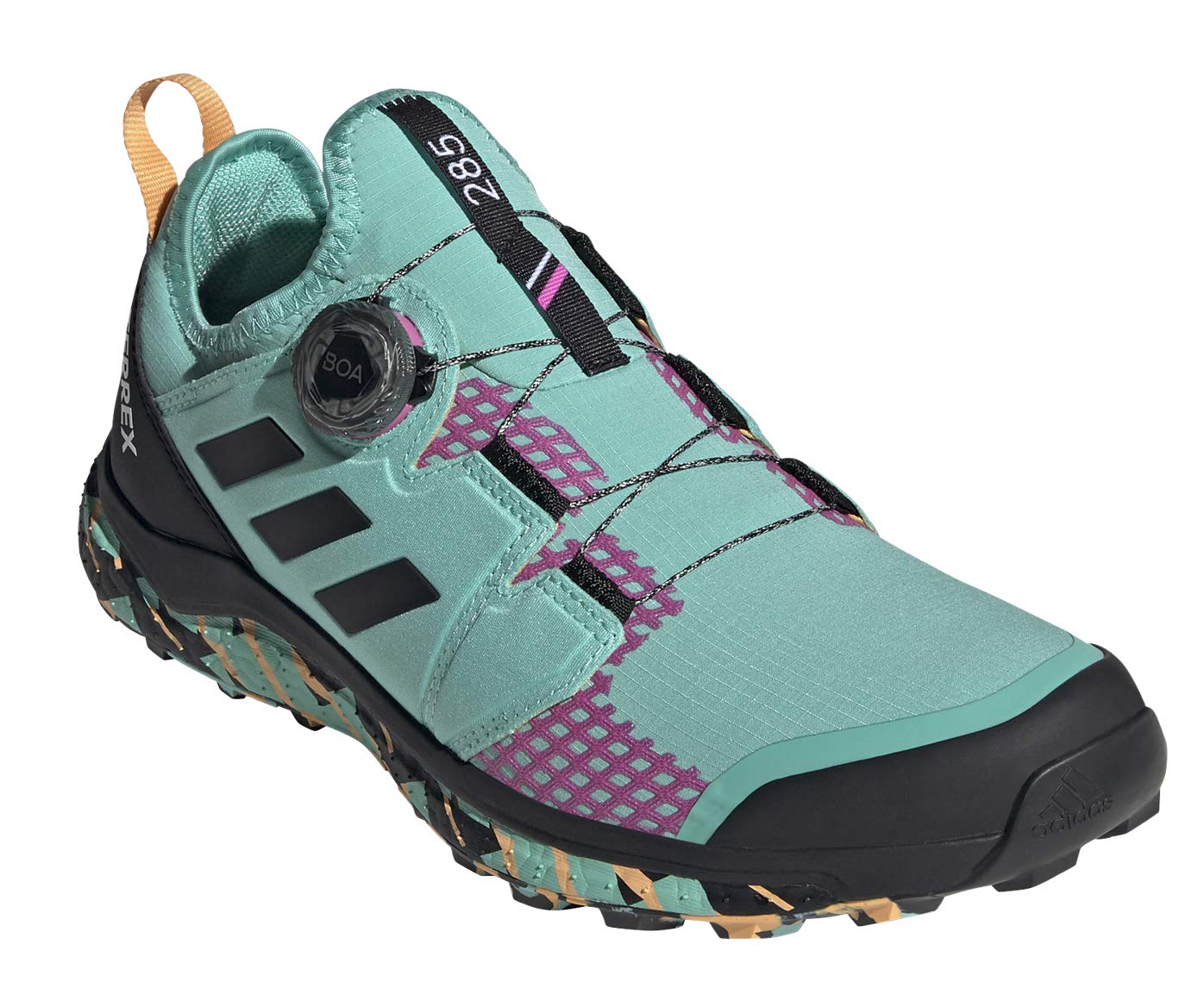 adidas Men's Terrex Agravic BOA Trail Running Shoe, Acid Mint/Core Black/Screaming Pink - 8.5