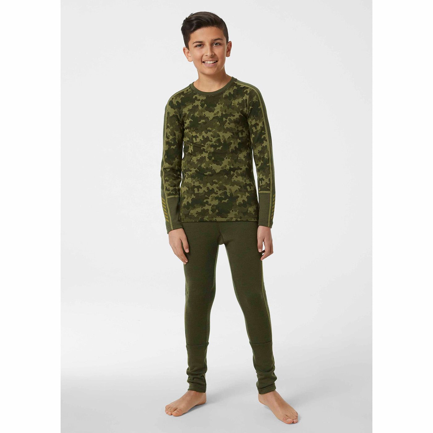 Helly-Hansen Junior Unisex Graphic Lifa Merino Base Layer Set, 432 Utility Green - 12