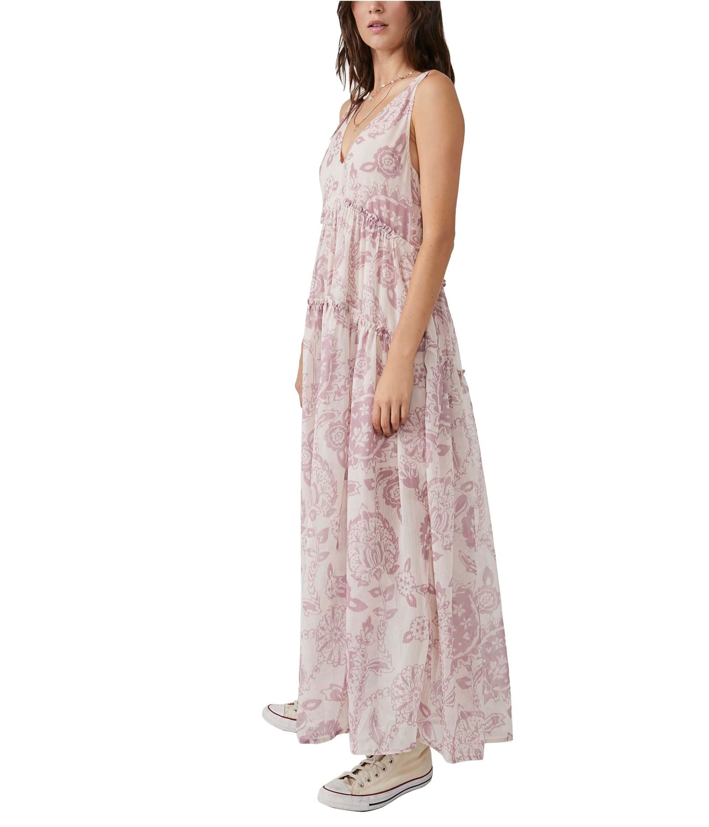 Free People Women's Julianna Maxi Dress Small Ivory Combo