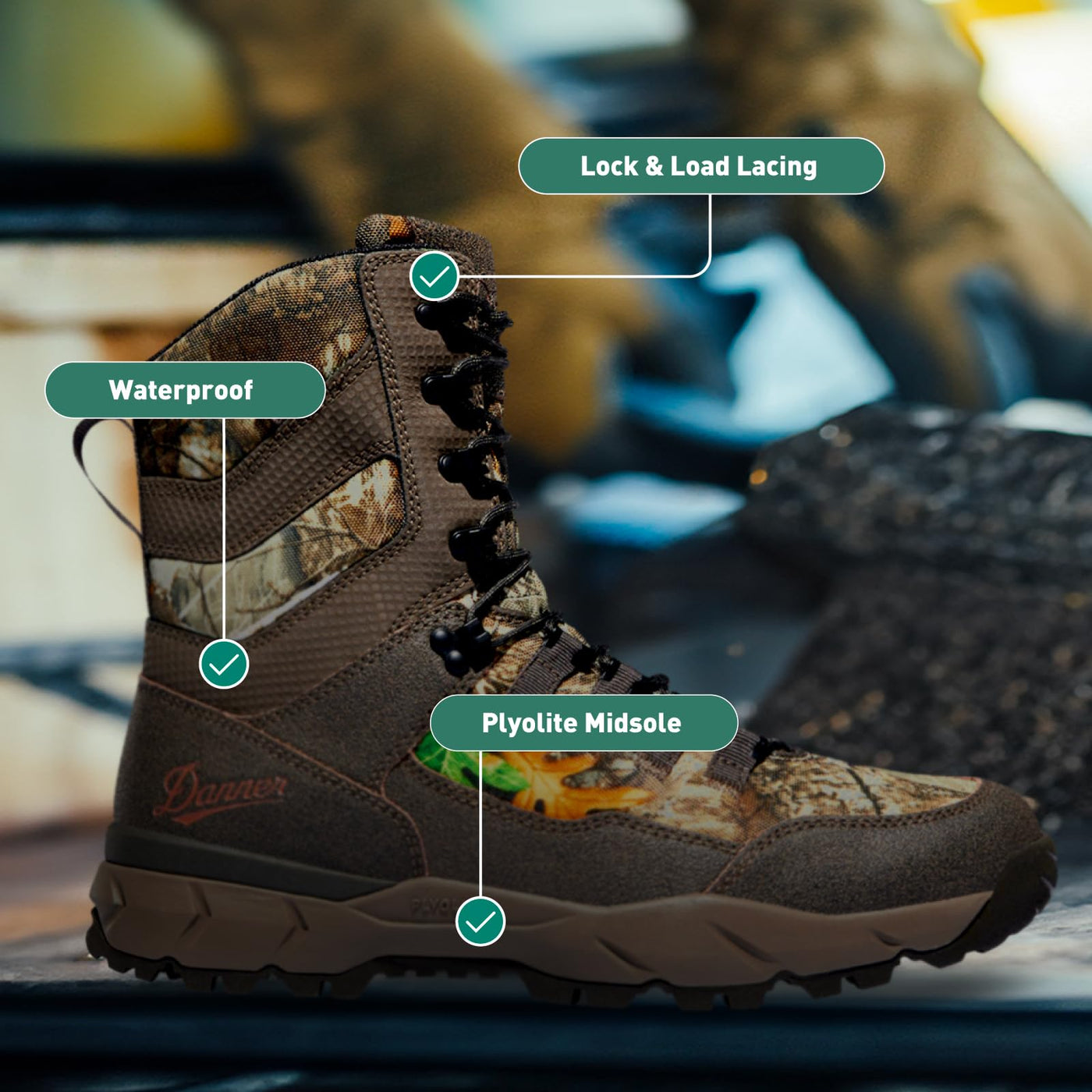 Danner Vital 8” Waterproof Hunting Boots for Men - Abrasion-Resistant Leather & Textile Upper, Shock-Absorbing Footbed & Non Slip Traction Outsole, Realtree Edge - 11.5 EE