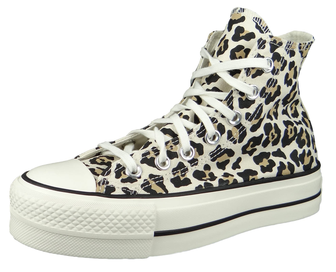 Converse Women's Chuck Taylor All Star Leopard Platform High Top Sneakers, Driftwood/Light Fawn/Black, 7 Medium US