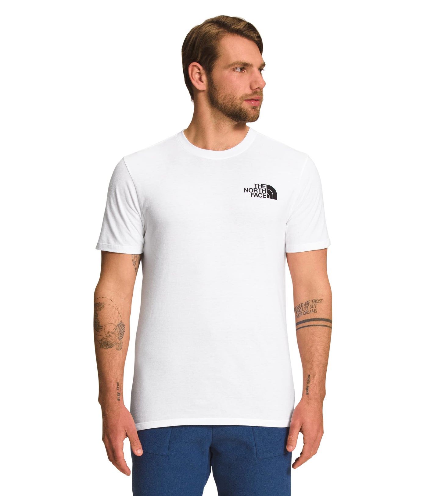 THE NORTH FACE Men's Short Sleeve Box NSE Tee (Standard and Big Size), TNF White/Summit Gold, XX-Large