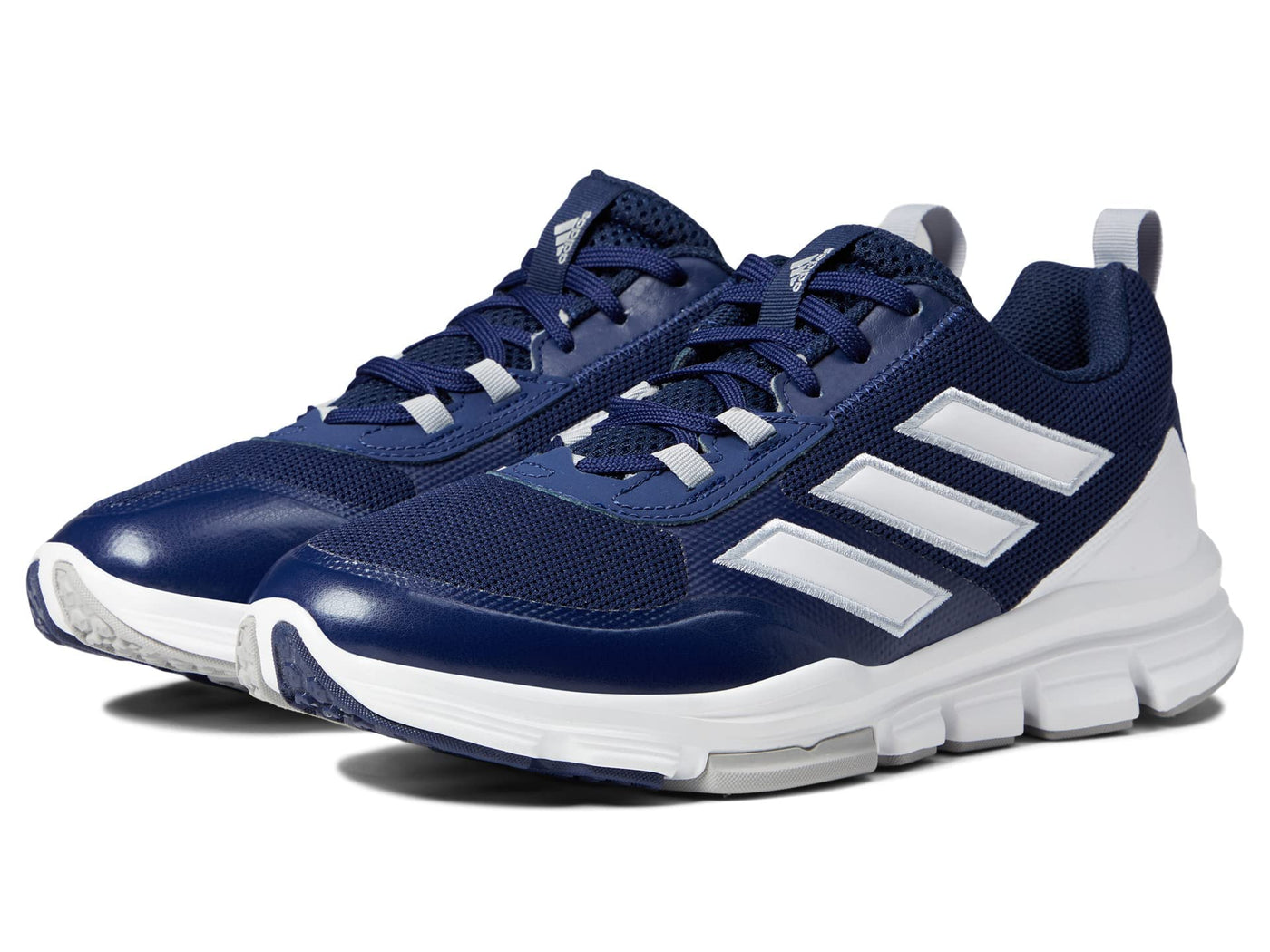 adidas Men's Speed Trainer 5 Baseball Shoe 13.5 Navy Blue/White/Silver Metallic