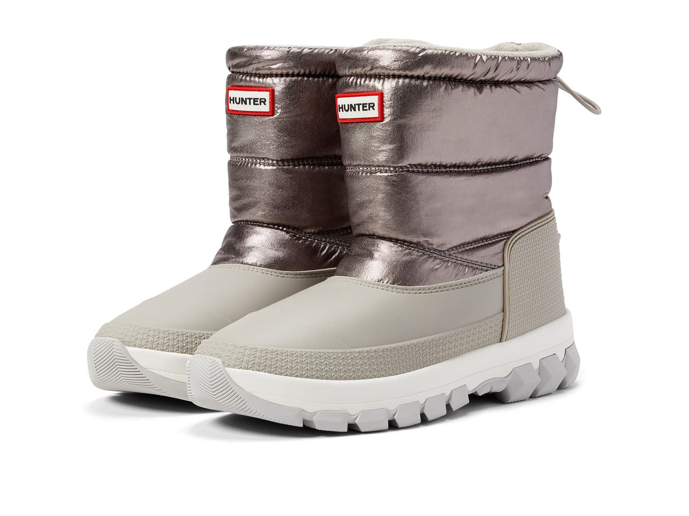 Hunter Metallic Insulated Snow Boot Short Dark Silver/Hail Grey 9 M