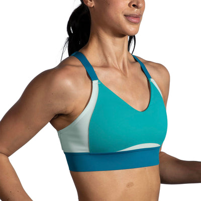 Brooks Women's Interlace Sports Bra for High Impact Running, Workouts & Sports with Maximum Support 36C/D Nile Green/Lagoon/Light Mint