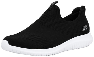 Skechers Women's Ultra Flex First Take Slip On Trainers Black White 9.5 M