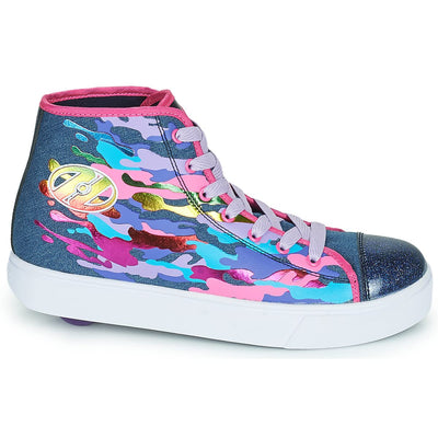 HEELYS Womens Veloz Sneaker (Little Kid/Big Kid/Adult) Denim/Multi/Rainbow 4 Big Kid (Women's 5) M