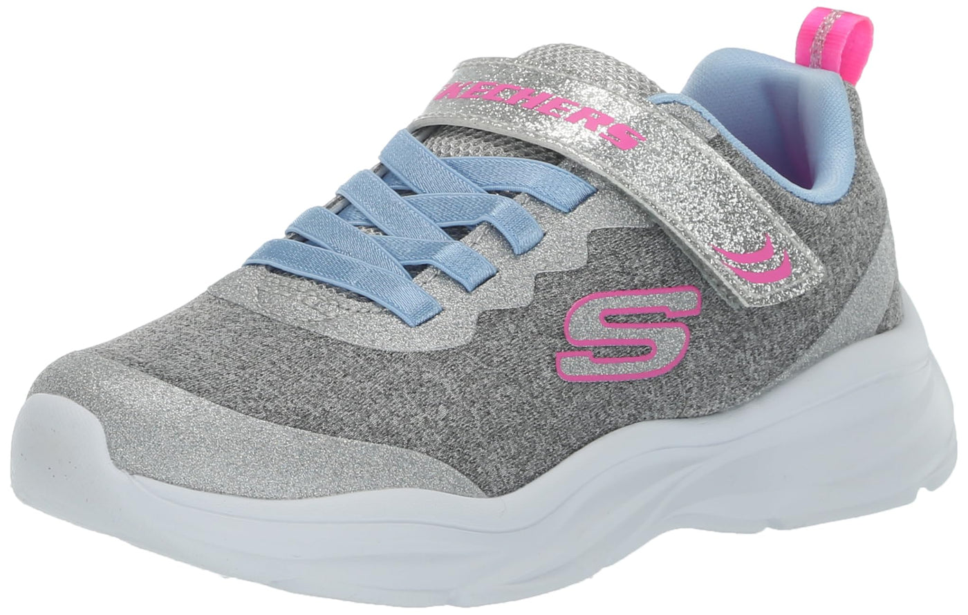 Skechers Power JAMS-Everyday Bestie Sneaker, Light Grey, 13 US Unisex Little Kid