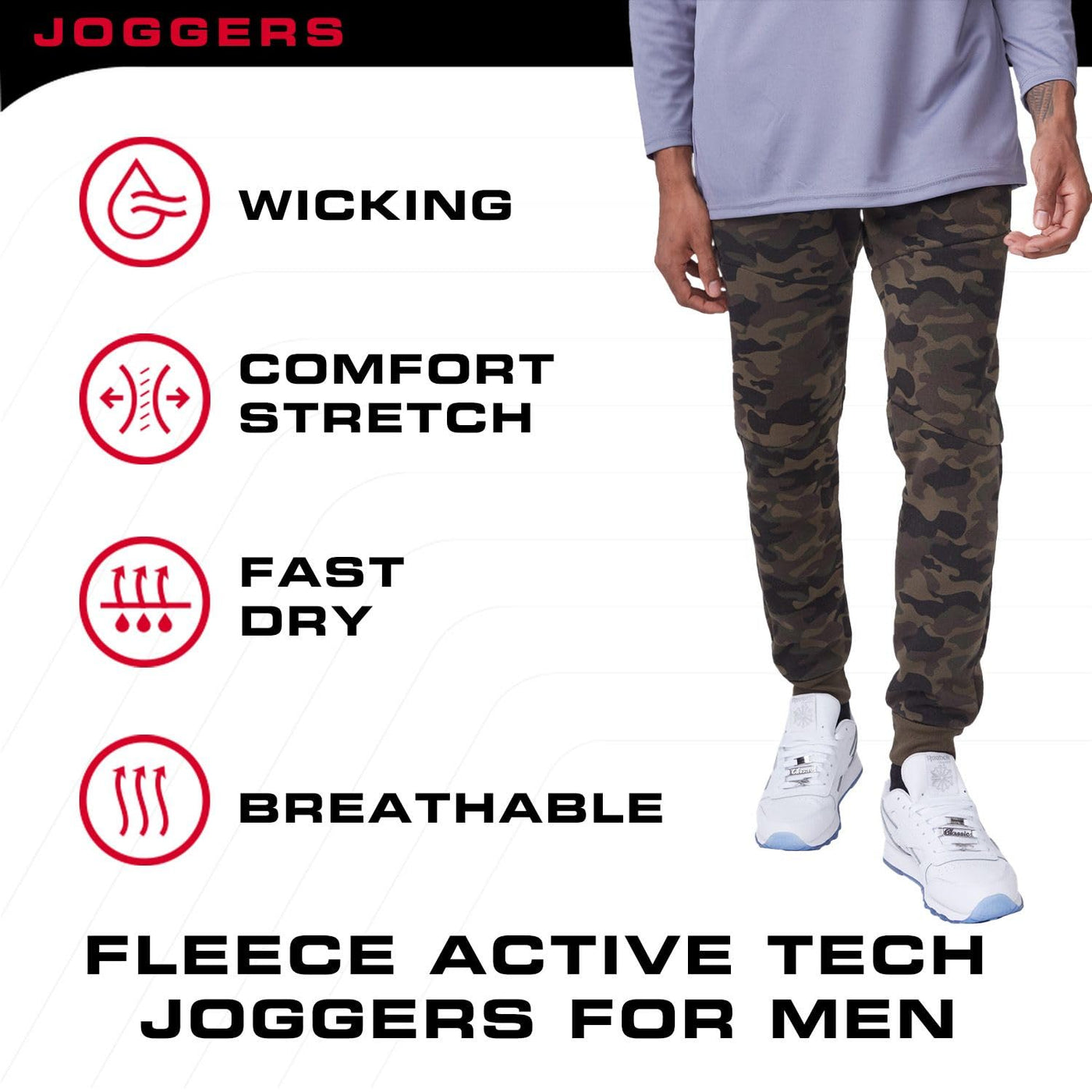 Ultra Performance Athletic Joggers for Men, Workout Sweatpants for Men, 3 Pack