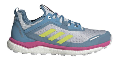 adidas Women's Terrex Agravic Flow Trail Running Shoe, Halo Blue/Acid Yellow/Crystal White - 5