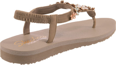 Skechers Women's Meditation-Glass Daisy Flip-Flop, Taupe Multi, 9