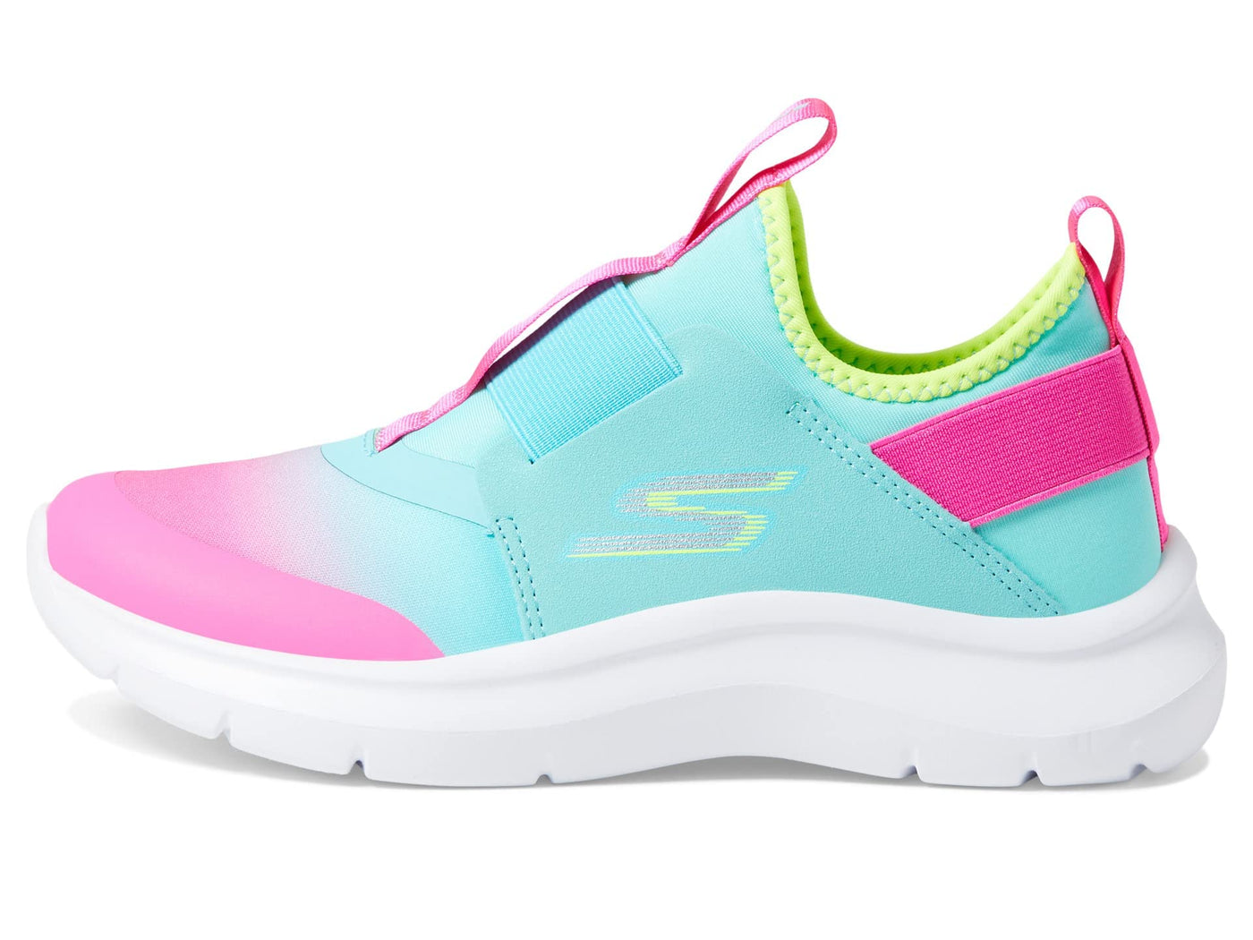 Skechers Kids Girls Skech Fast-Ombre Sunset Sneaker, Aqua/Pink, 2 Little Kid