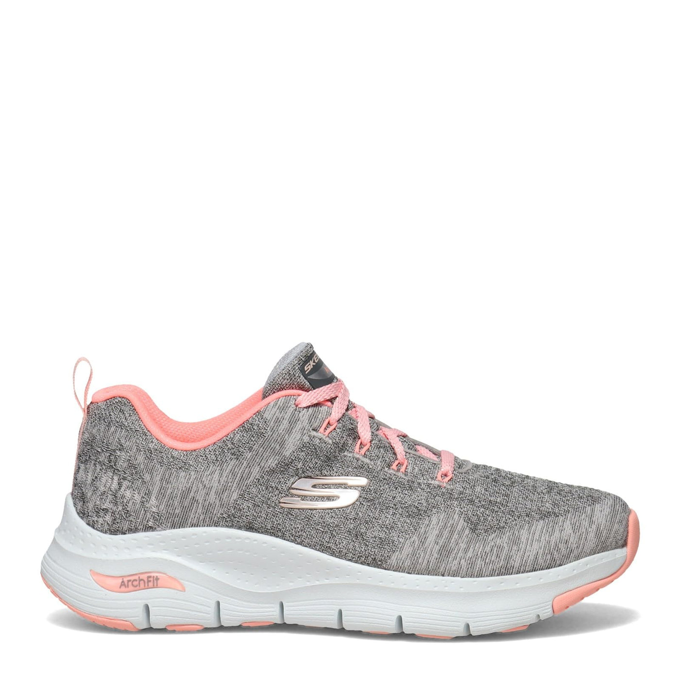 Skechers Women's Sneaker, Gray Knit Pink Trim Grey, 6