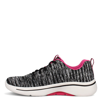 Skechers Women's GO Walk Arch FIT-Glee Sneaker, Black/Hot Pink, 6.5