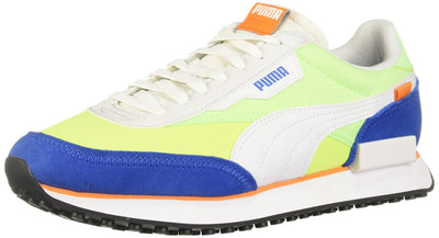 PUMA Men's Future Rider Play On Sneakers Puma White/Fizzy Lime/Puma Royal 8 D - Medium