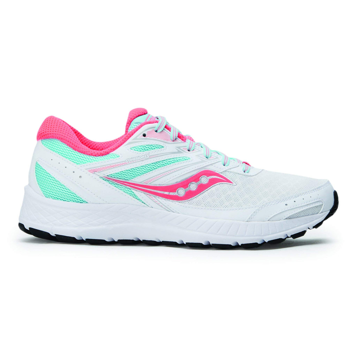 Saucony Cohesion 13 Plush Shoes - Womens, White - Mint - Coral, 9.5 M