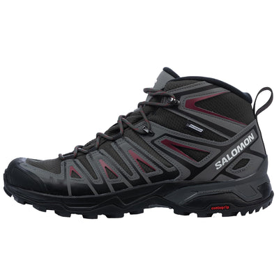 Salomon Men's X ULTRA PIONEER MID CLIMASALOMON™ WATERPROOF Hiking Boots for Men, Peat / Quiet Shade / Biking Red,14