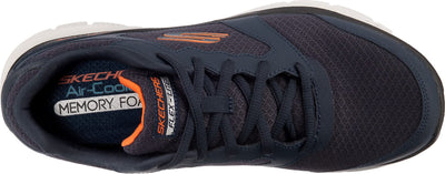 Skechers Men's Low-Top Trainer Sneaker, Navy Leather Mesh Pu Trim, 9