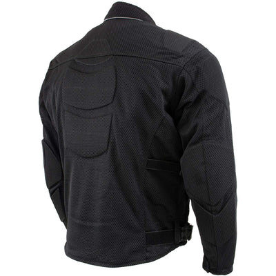 Xelement CF2157 Men's 'Caliber' Black Mesh Motorcycle Jacket with X-Armor Protection - 2X-Large