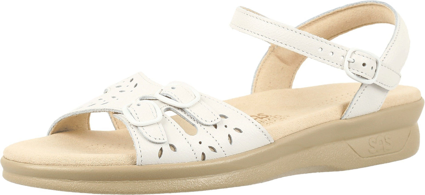 SAS Duo Strap Sandals for Women - Leather Upper with Laser Cut Details, Sturdy and Breathable Casual Sandals White 11.5 N - Narrow (AA)