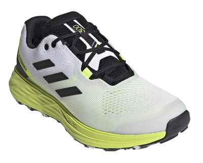 adidas Men's Terrex Two Flow Trail Running Shoe, Cloud White/Core Black/Solar Yellow - 10