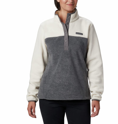 Columbia Women's Benton Springs Half Snap Pullover 2X City Grey Heather/Chalk